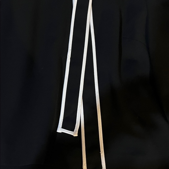 J. Crew Black Blouse with White Trim and bow at collar. - Picture 3 of 11